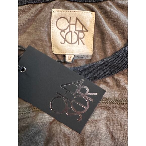 Chaser Round Neck 3/4 Sleeve Tee with Contrasting Trim Olive/Black M - Picture 9 of 9